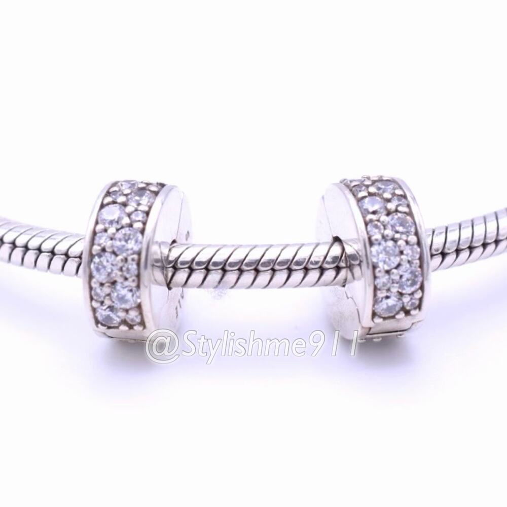 Two- Authentic PANDORA Clear Shining Elegance Clip with Silicone Core - Picture 10 of 13